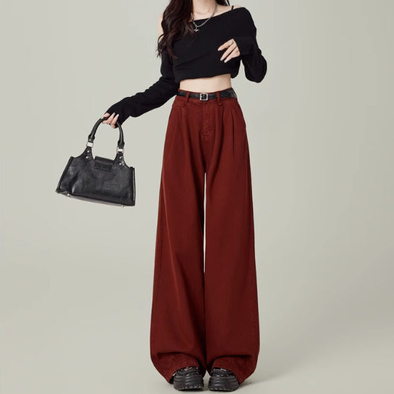 High Waisted Petite Straight Wide Leg Trousers