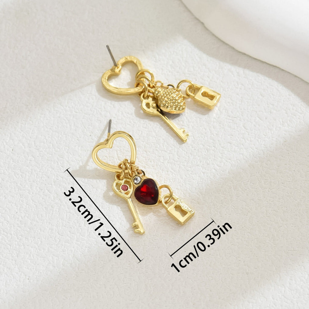 Luxury Love With Rhinestone Lock & Key Series Earrings