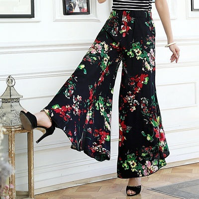 Women's high waist drape large size wide leg pants
