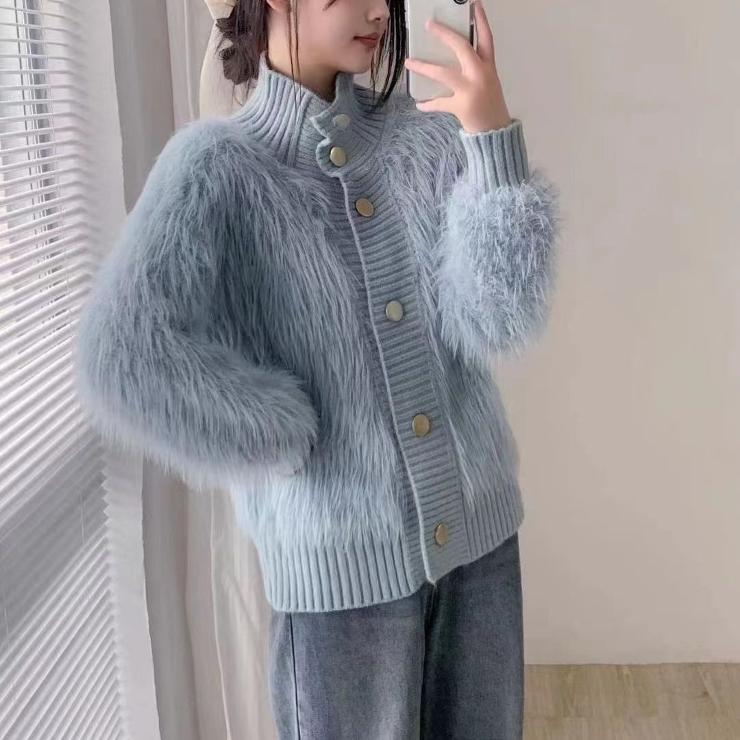 Women's Fashion Stand Collar Outerwear Cardigan Jacket