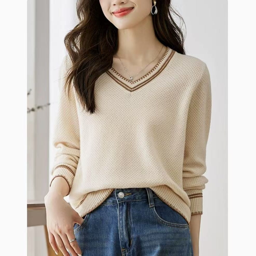 Sweater Loose Heart Collar Knitted Top