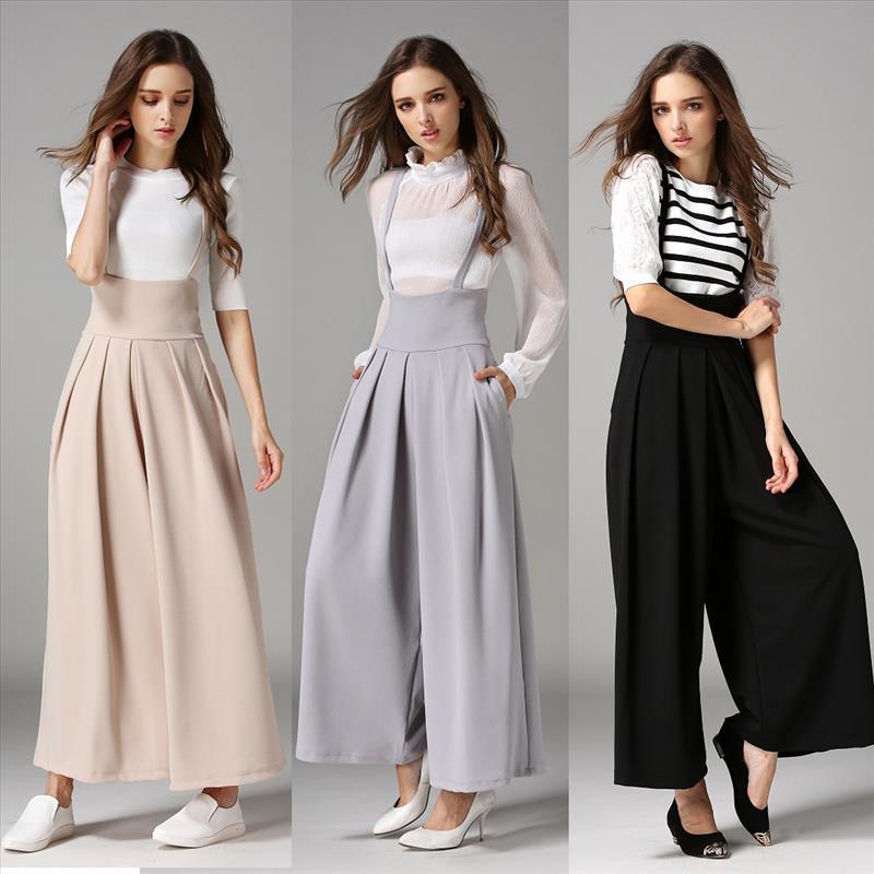 Long String High Waistband Wide Leg Pants