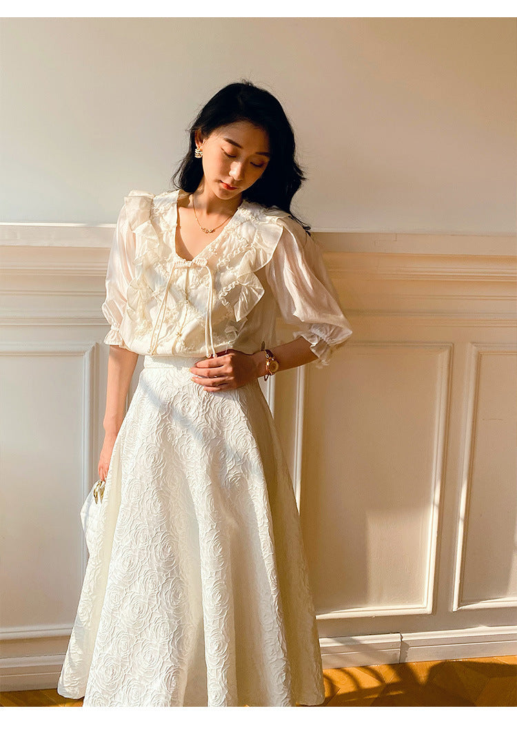 Artistic Women's Clothes Tencel Embroidered Shirt Women's Thin