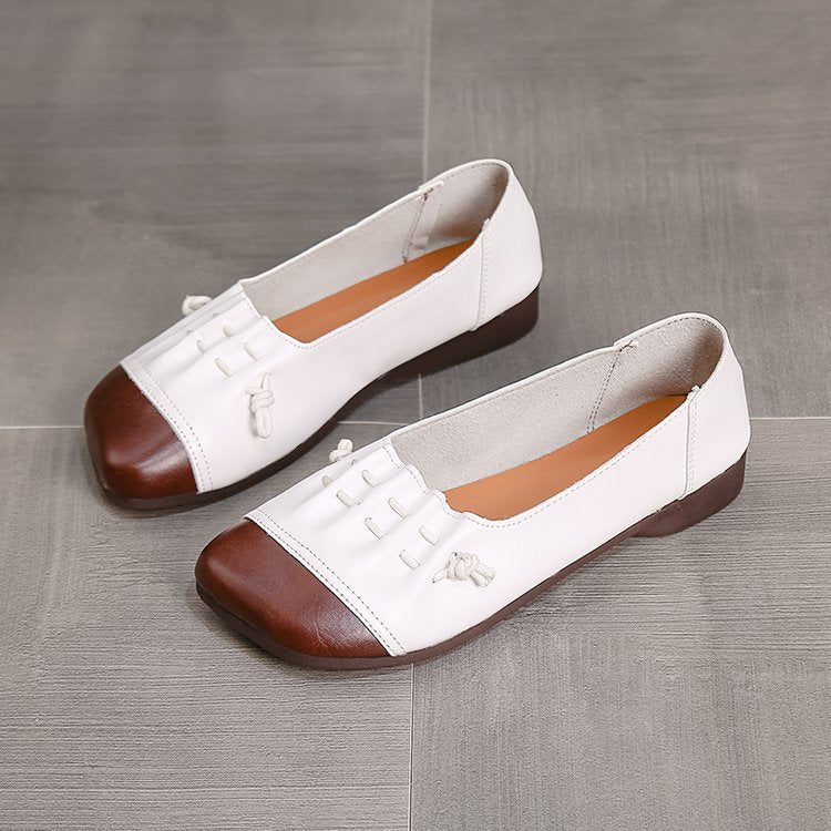 Retro Soft Sole Soft Leather Flat Shoes Women