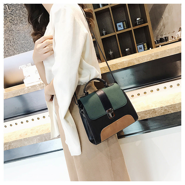 Fashion Frosted Cover Contrast Color Bag