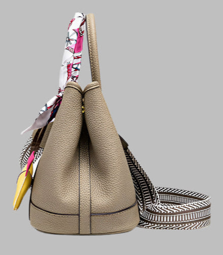 Large Capacity Wide Shoulder Strap Cross Body Bucket Bag