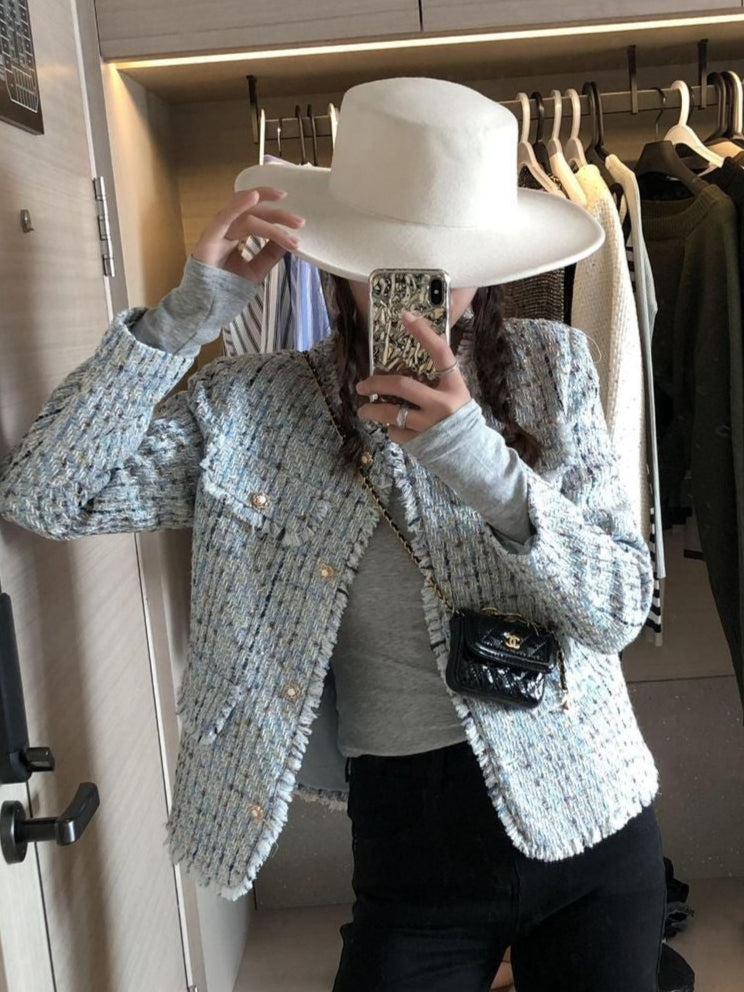 Rough Edged Tweed Casual Coat