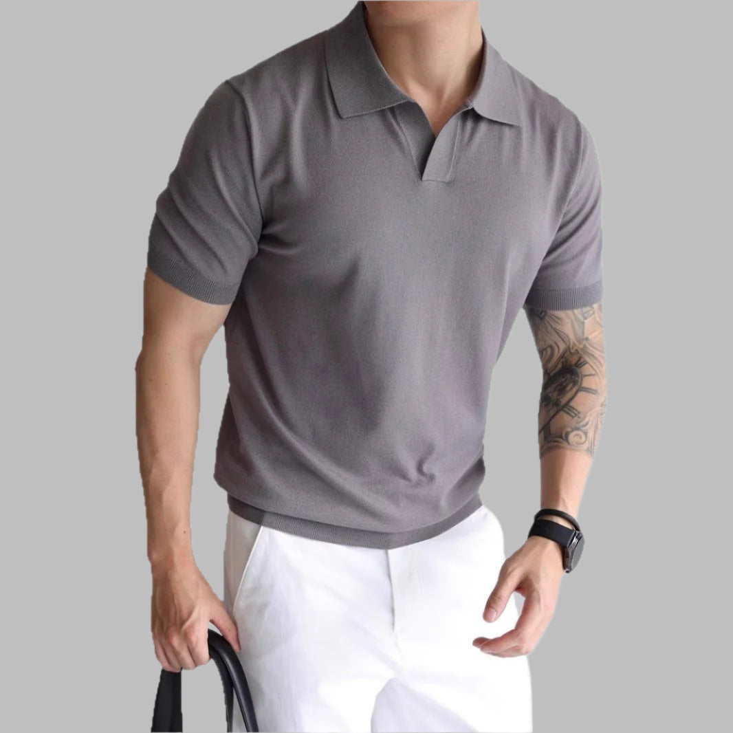 Lightly Mature Summer Ice Silk Men's Lapel Knitwear