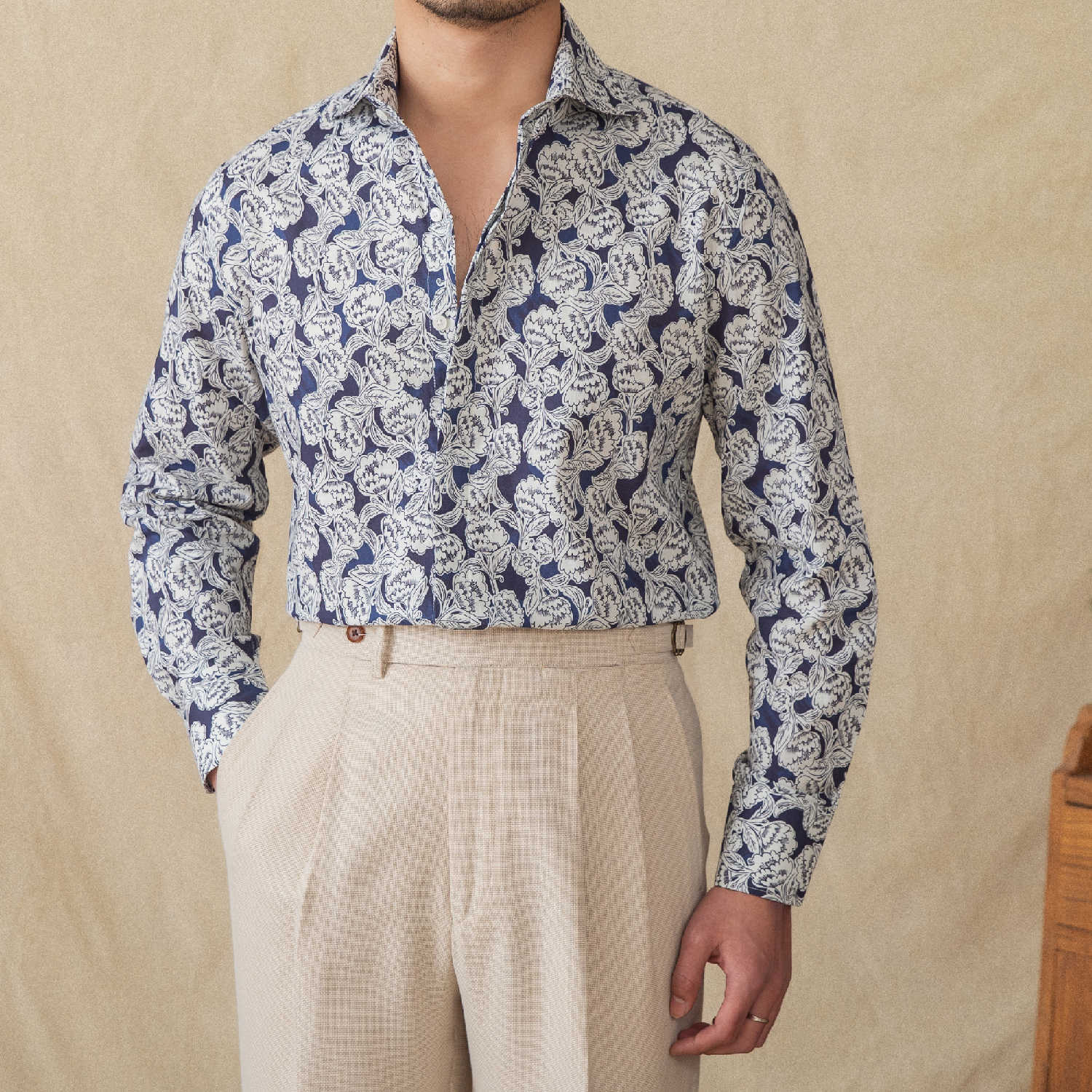 Men's Printed Long Sleeve Cardigan Shirt