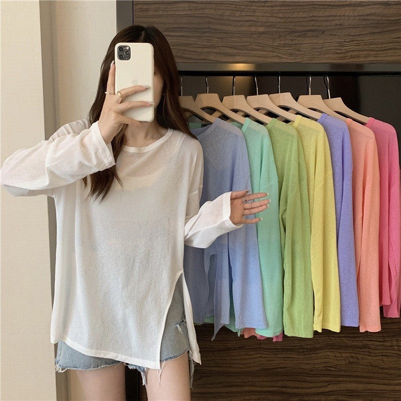 Thin Micro-transparent Split Sun Protection Long Sleeve