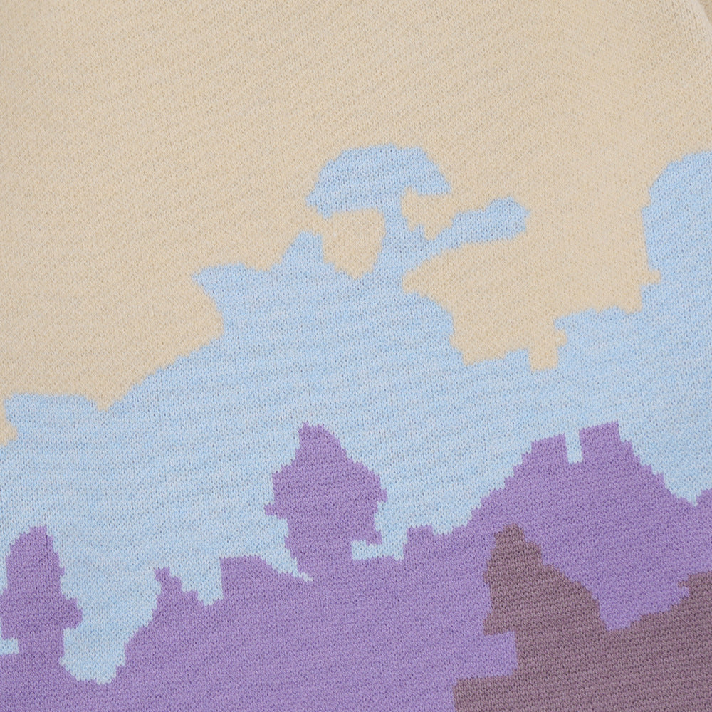 Color Contrast Patchwork Round Neck Sweater Men And Women Bf Idle Style