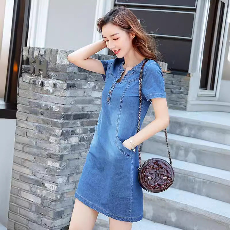 Women's Loose Straight Mid-length Denim Dress
