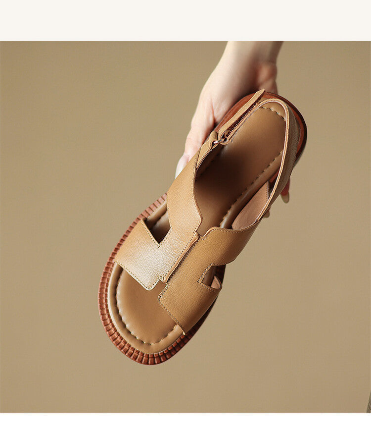 Hollowed Leisure Sheepskin Women's Shoes Summer Low Heel Sandals