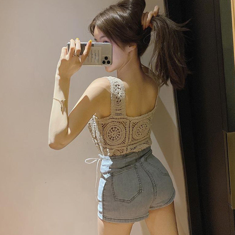 Knitted Small Tank Top Women's Summer French Sleeveless