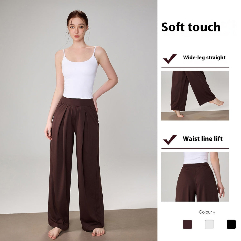 Loose Wide-leg Straight Pants Women's High Waist Yoga Trousers