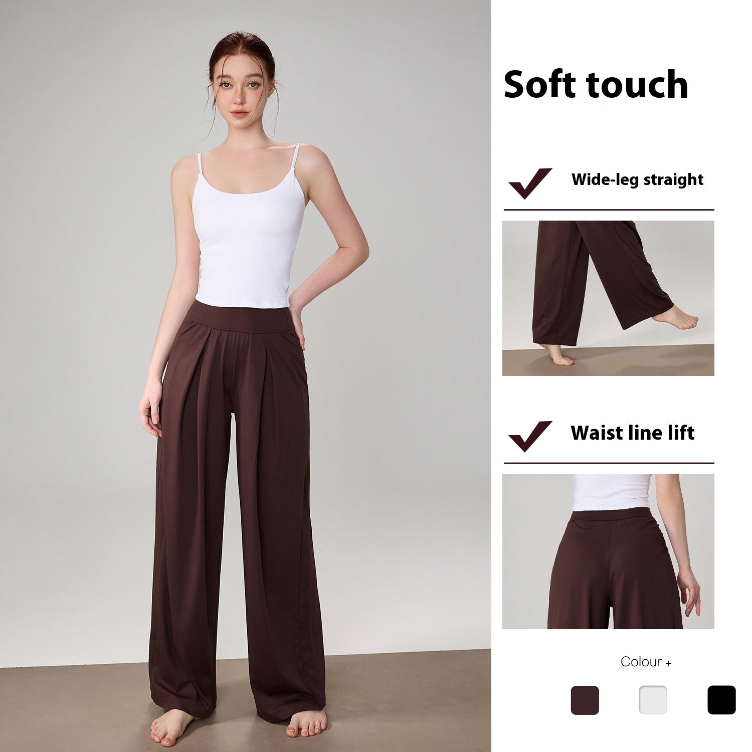 Loose Wide-leg Straight Pants Women's High Waist Yoga Trousers