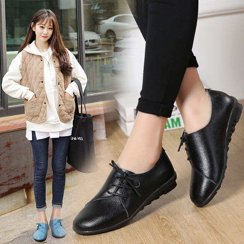 Women's Casual Round Head Shock-absorbing Flat Heel Single Shoes