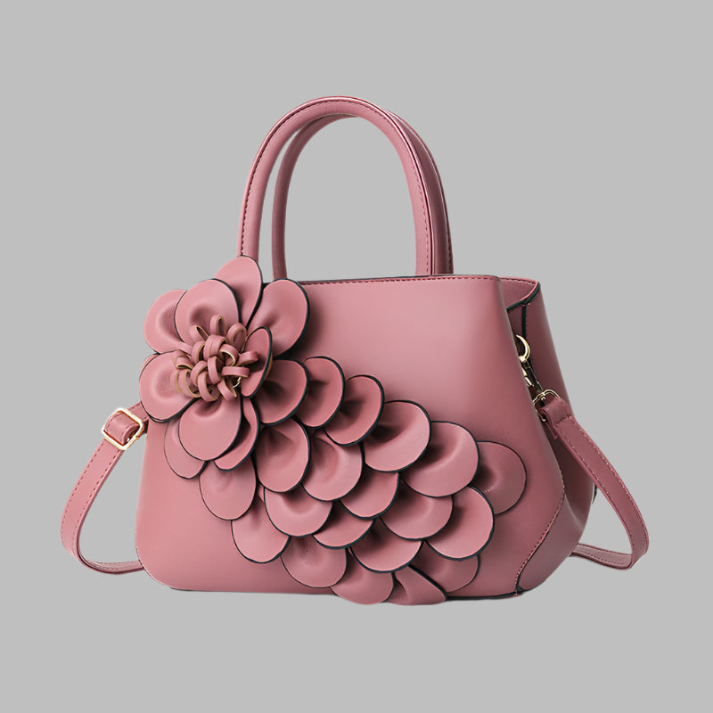 PU leather flower portable shoulder bag
