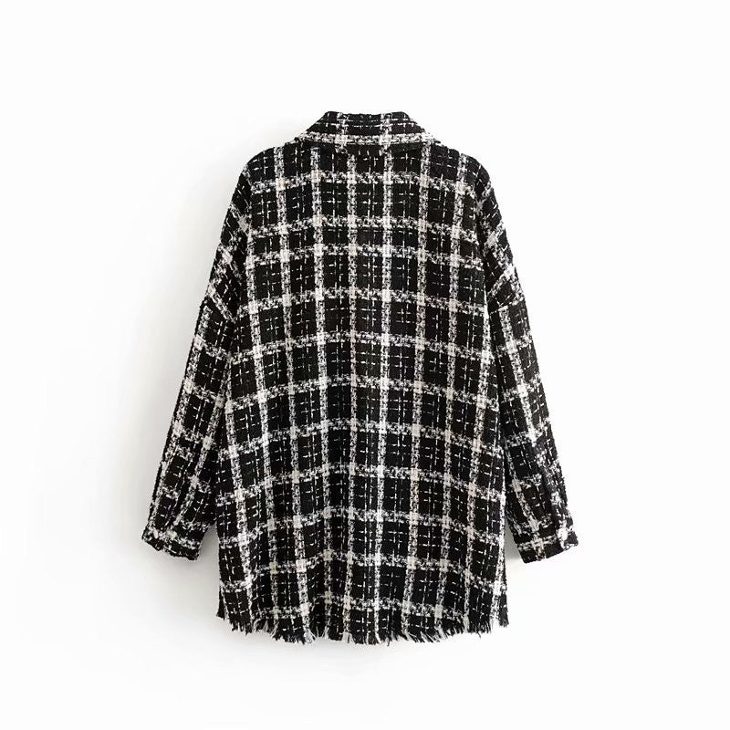Plaid tweed coat