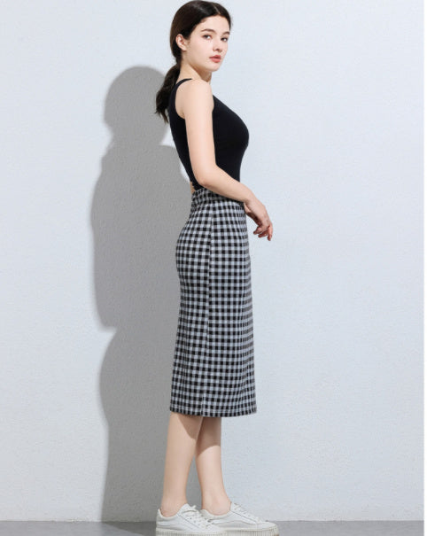 Checkered Knitted Women's Skirt