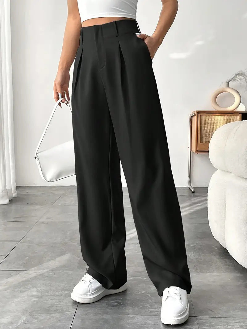 Autumn And Winter High Waist All-matching Wide Leg Leisure Suit Pants For Women