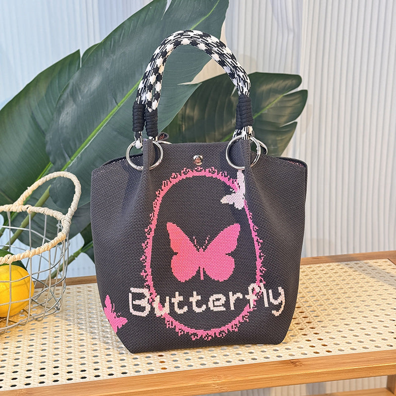 Knitted Buckle Bag Portable Large Capacity