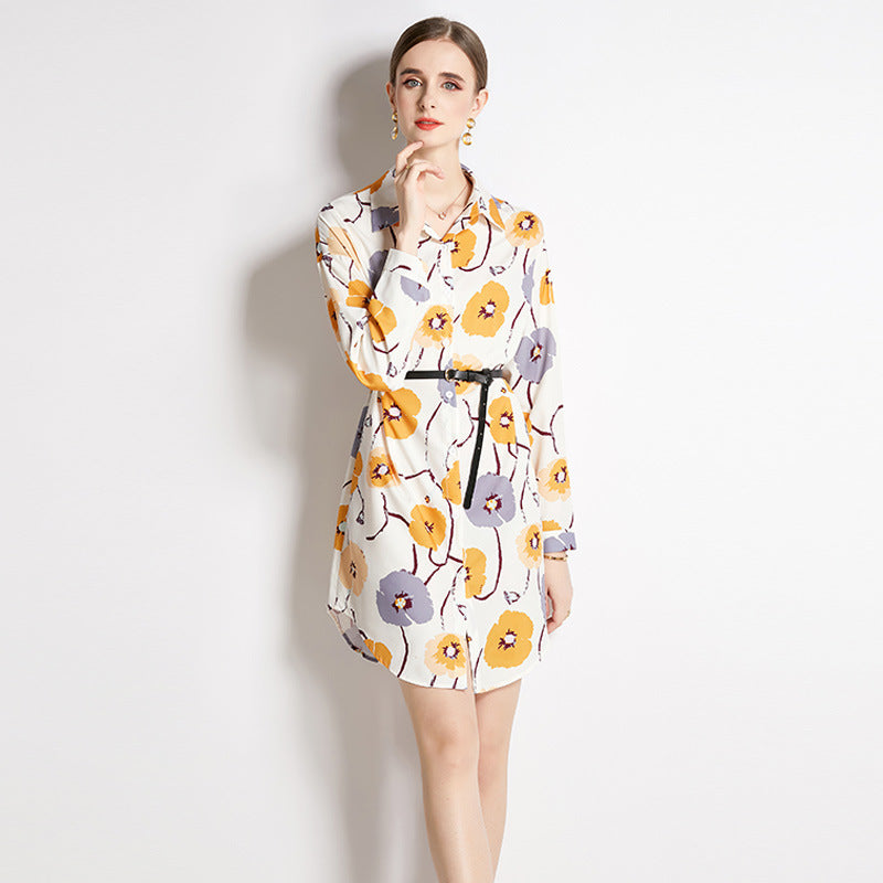 Top Lapel Shirt Printed Long