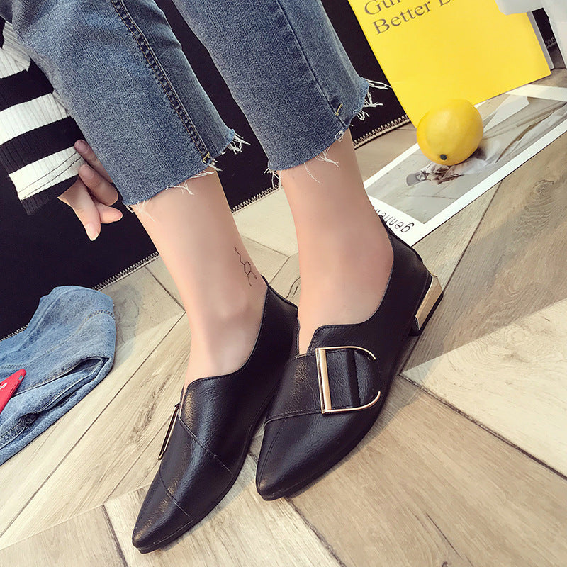 Shallow mouth small shoes flat bottom shallow shoes single shoes British wind small shoes