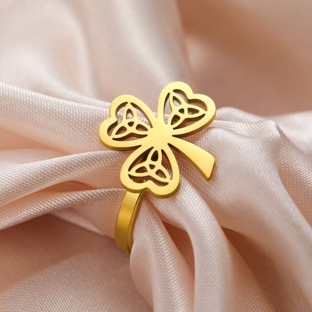 Women's Fashion Stainless Steel Lucky Hollow Ring