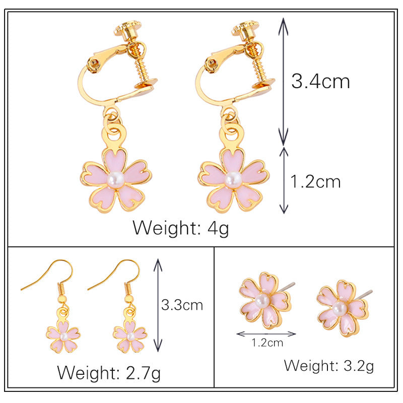 Five-leaf Flower Without Pierced Ears Earring Ear Clip