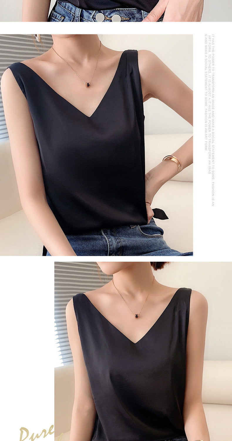 Camisole Women's Summer Inner Suit Silk Satin V-neck Top