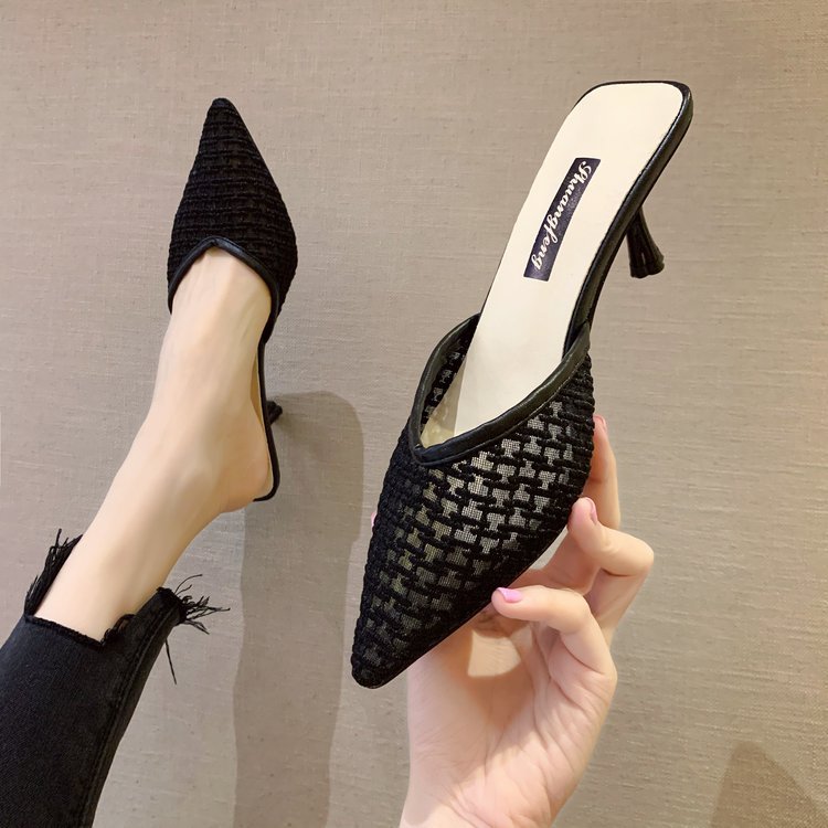 Women's Pointed Mid-heel Sandals And Slippers