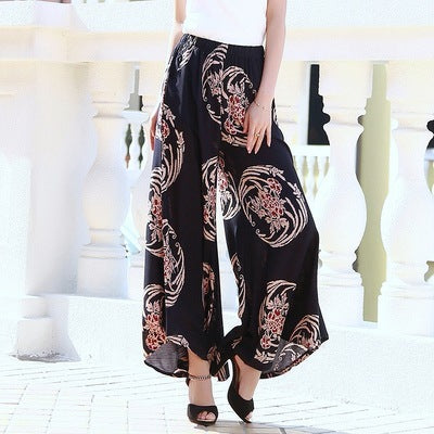Women's high waist drape large size wide leg pants