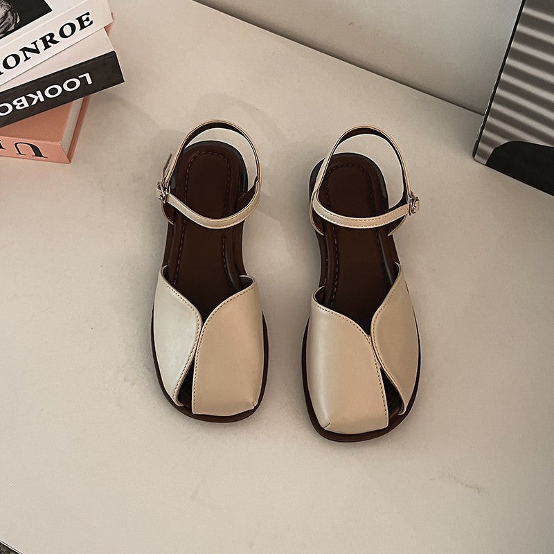 Maillard Style Closed Toe Flat Sandals