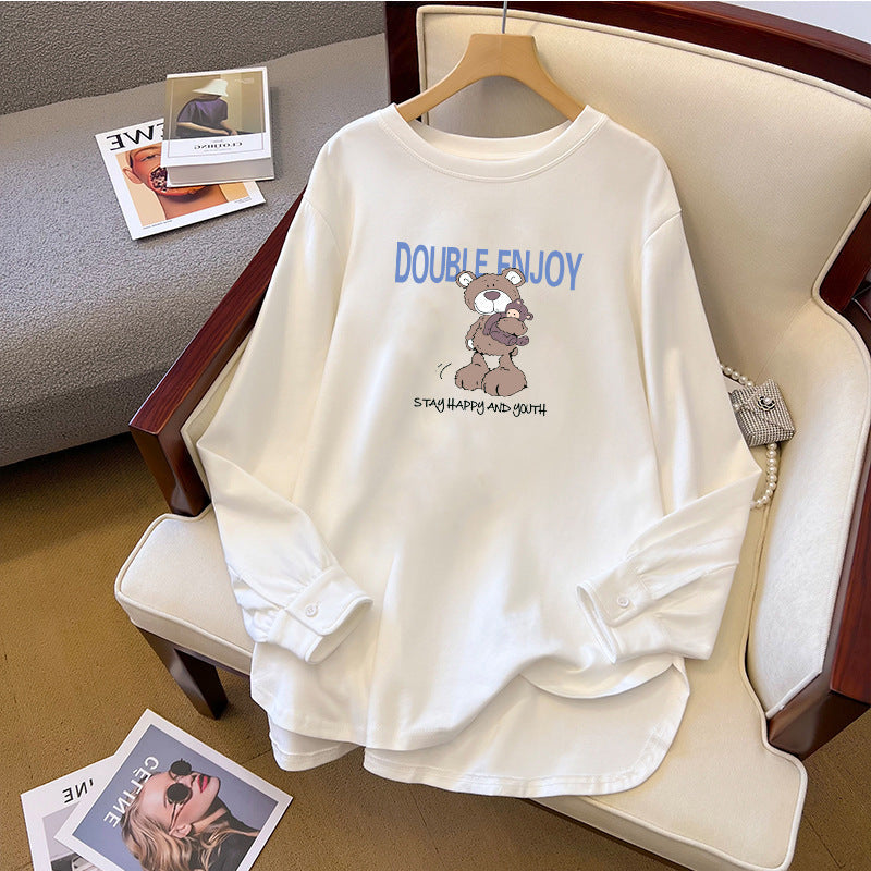 Spring And Autumn Bandage Dress Cotton Base Shirt Mid-length