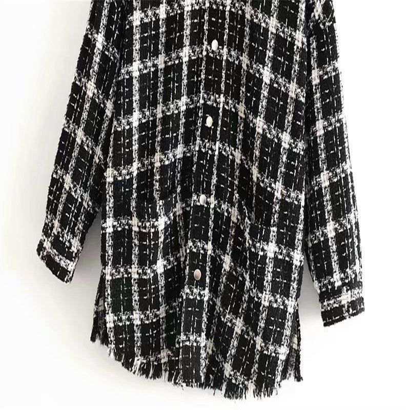 Plaid tweed coat