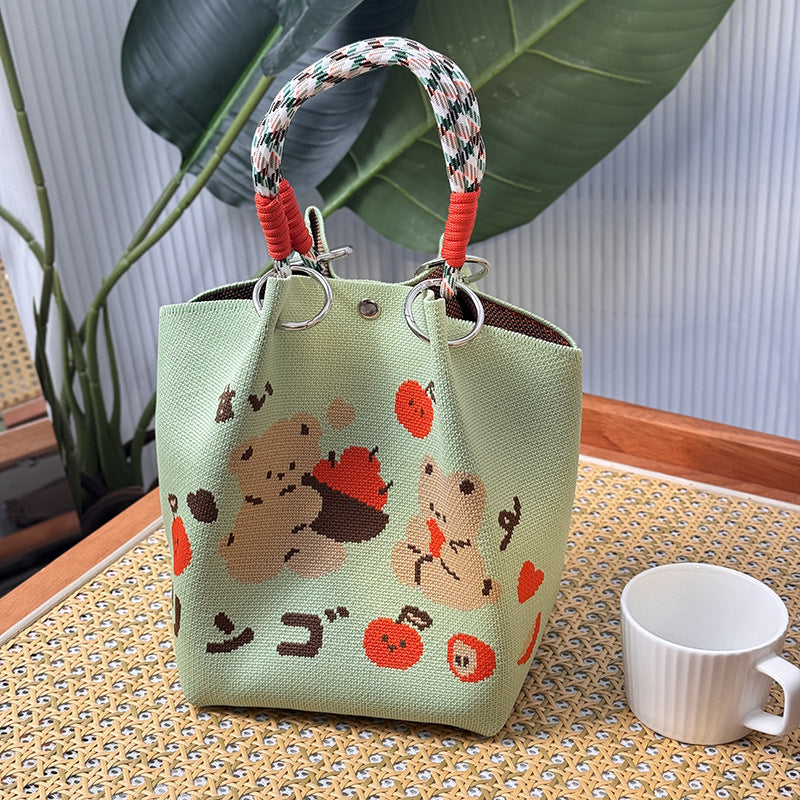 Knitted Buckle Bag Portable Large Capacity