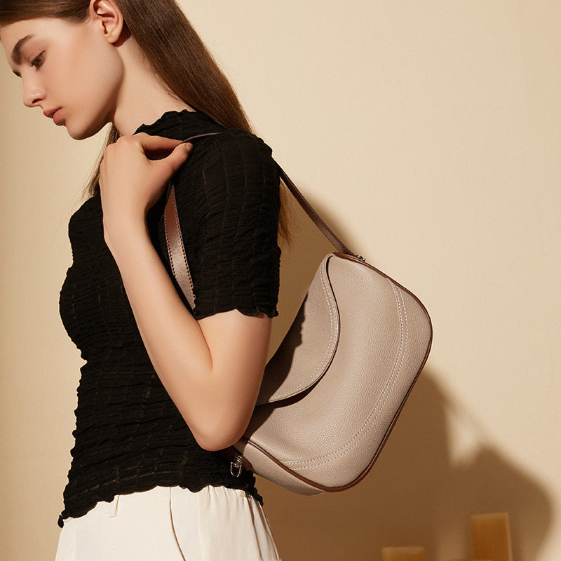 Women's First Layer Cow Leather Wide Shoulder Strap Shoulder Messenger Bag