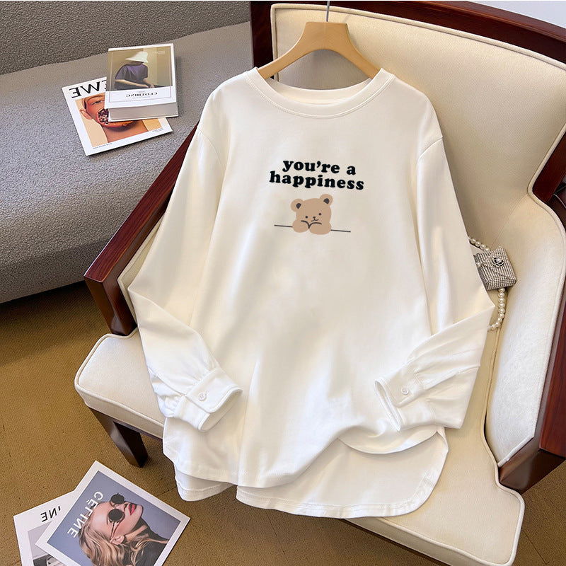 Spring And Autumn Bandage Dress Cotton Base Shirt Mid-length