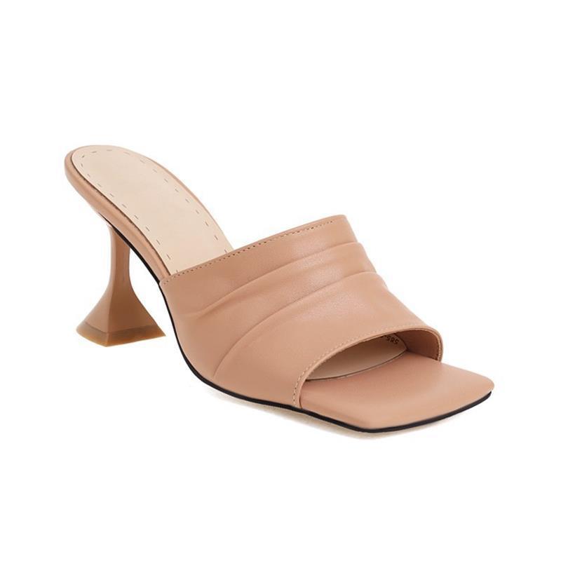 Summer Open-toe Square-headed Lady's Sandals And Slippers