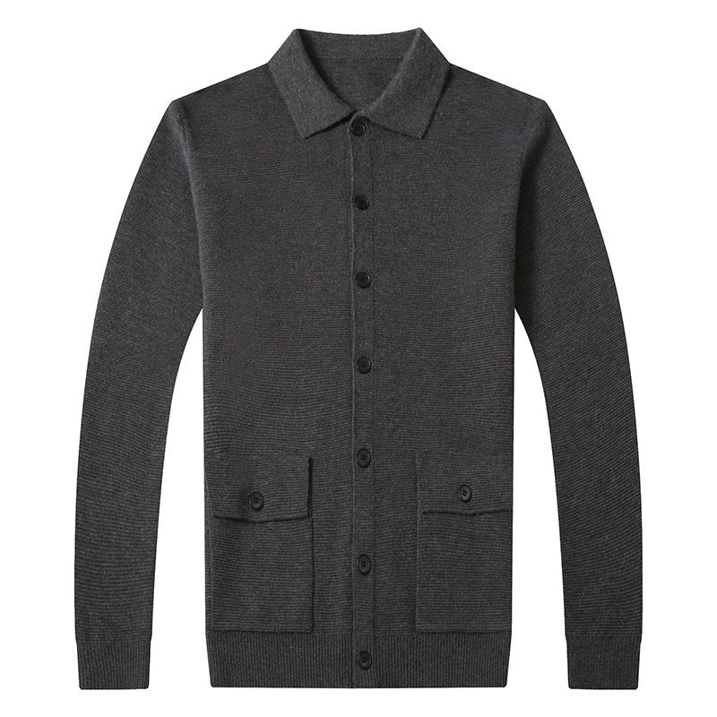 Lapel Cardigan Men's Wool Sweater