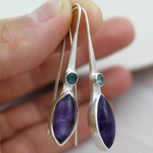 Vintage Horse Eye Amethyst Earrings For Women