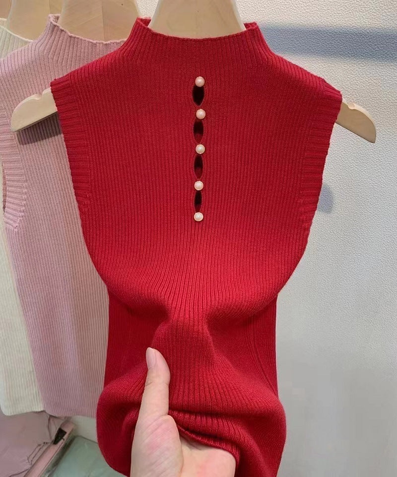 High-necked Decorative  Sweater For Women