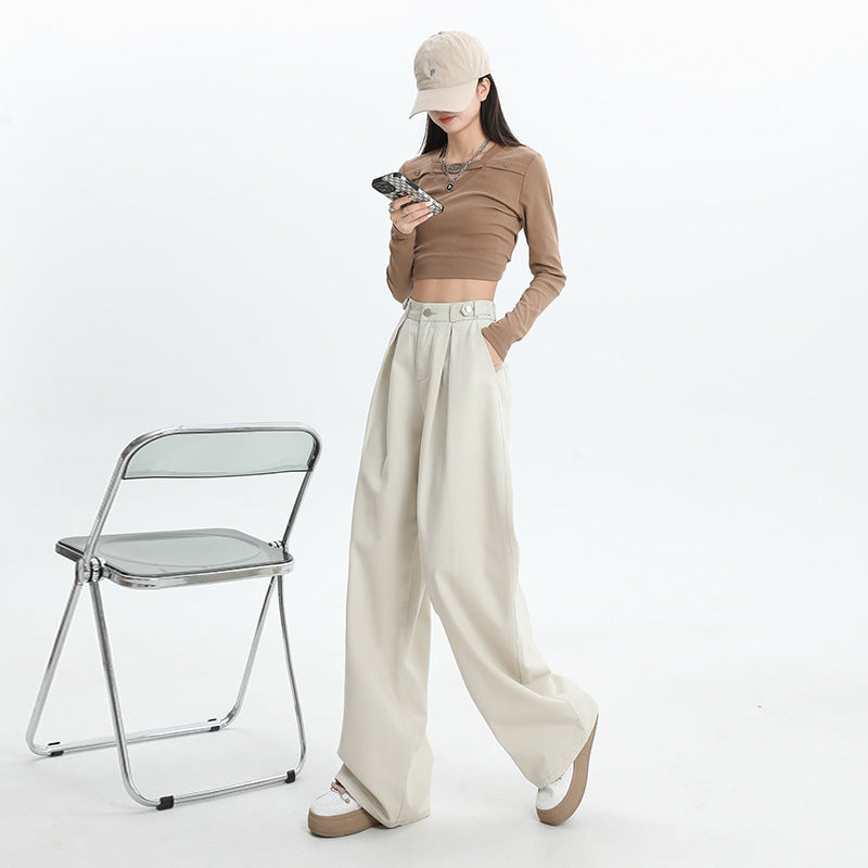Loose High Waist Slimming Drape Casual Mopping Pants