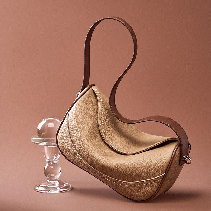 Women's First Layer Cow Leather Wide Shoulder Strap Shoulder Messenger Bag