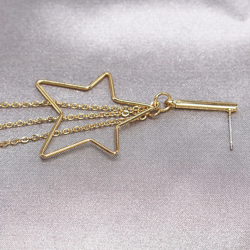 Japanese And Korean Geometric Star Tassel Chain Long Earrings