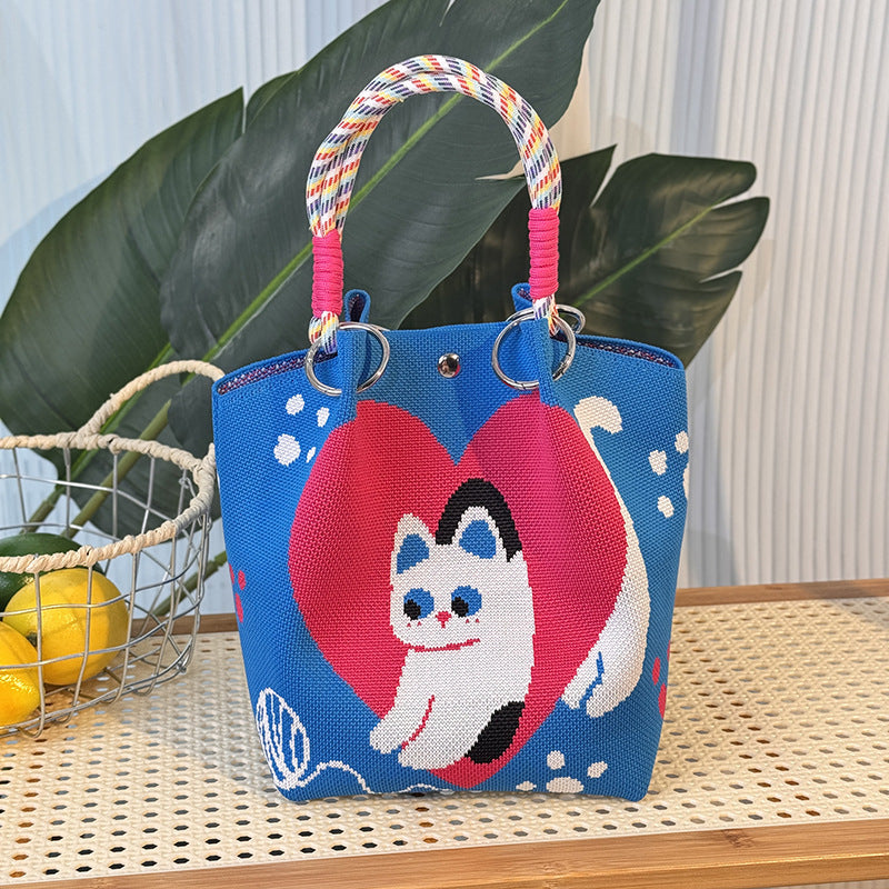 Knitted Buckle Bag Portable Large Capacity