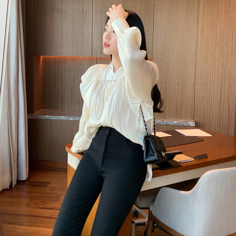 Elegant Temperament French Retro Design Shirt Women