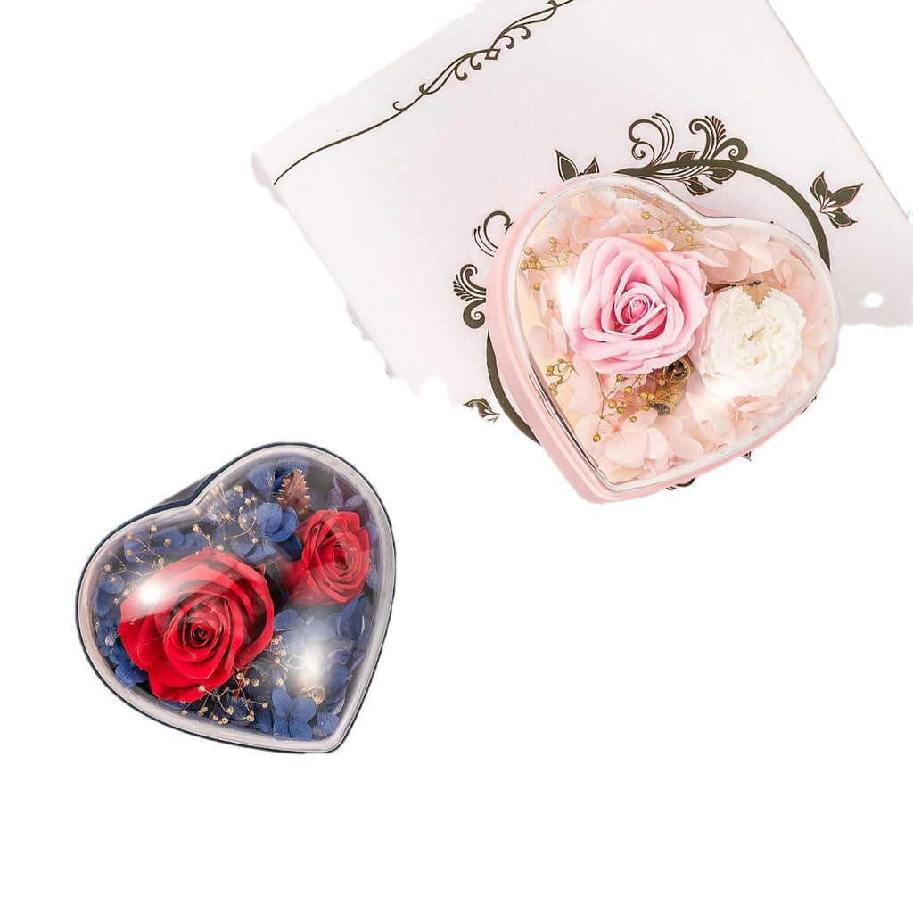 Valentine's Day Gift Box Heart-shaped Preserved Fresh Flower Jewelry Box