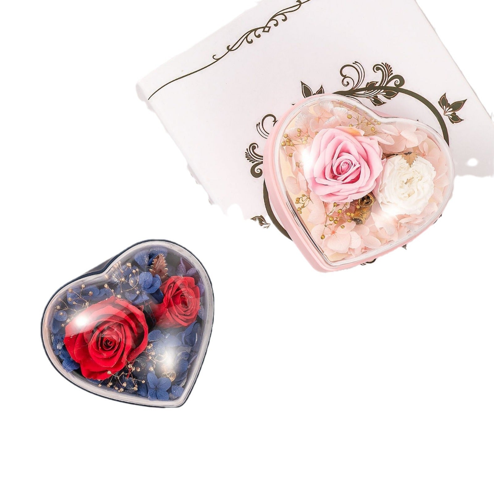 Valentine's Day Gift Box Heart-shaped Preserved Fresh Flower Jewelry Box